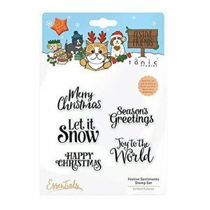 Festive Sentiments Stamp Set contains 5 stamps.